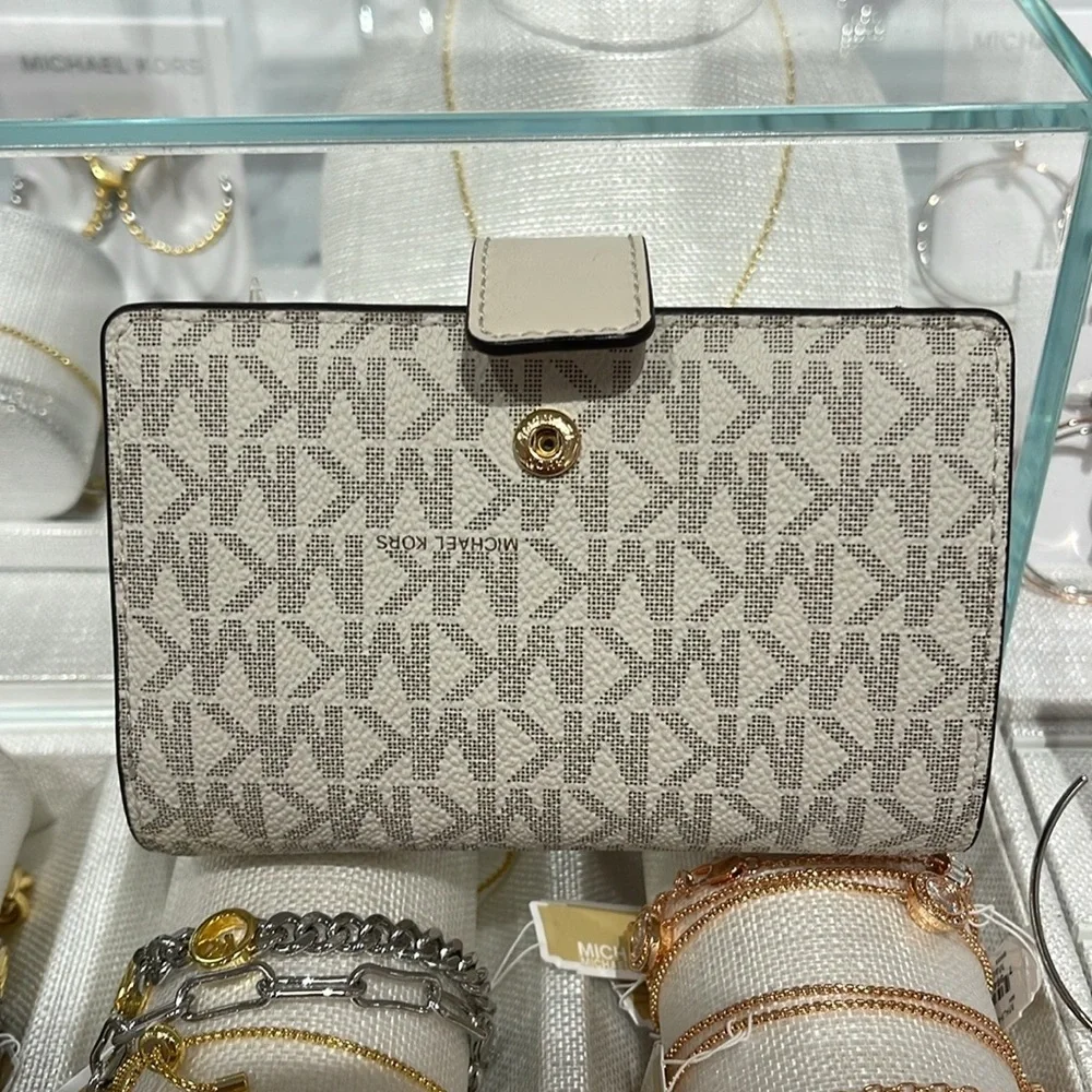 Michael Kors Jet Set Md Floral Embellished Sign Logo Bi-fold Wallet Bifold ZP - Picture 12 of 16